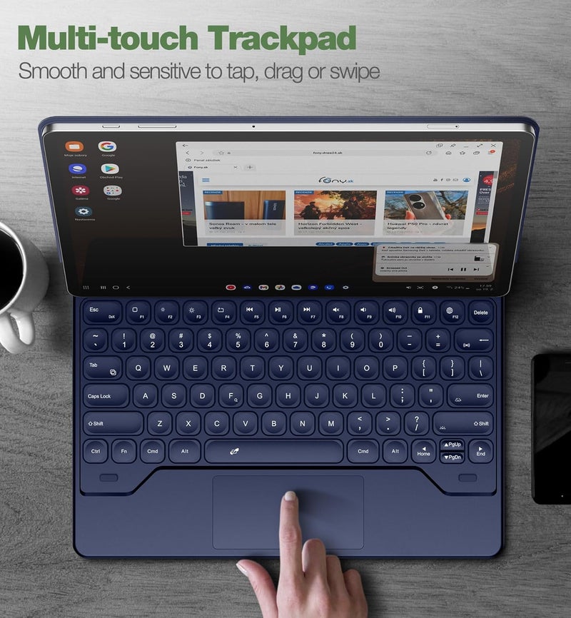 Dexnor for Samsung Galaxy Tab S10+ Plus/S9+ Plus/S9 FE+ Plus/S8+ Plus/S7+ Plus/S7 FE Case with Keyboard 12.4" Floating Cantilever Magnetic Stand Multi-Touch Trackpad Backlit S Pen Holder - Blue - Image 5